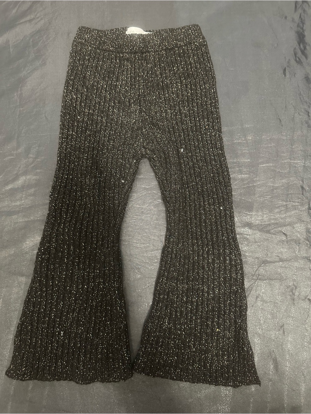 Zara Black Sparkle Ribbed Flared Leggings